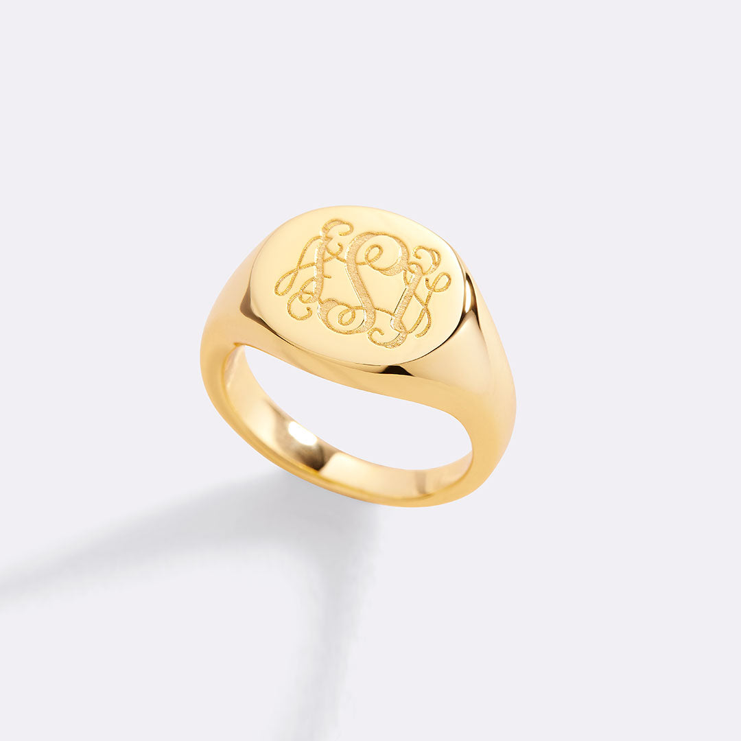 Monogram Signet Ring in gold by Seeyoura