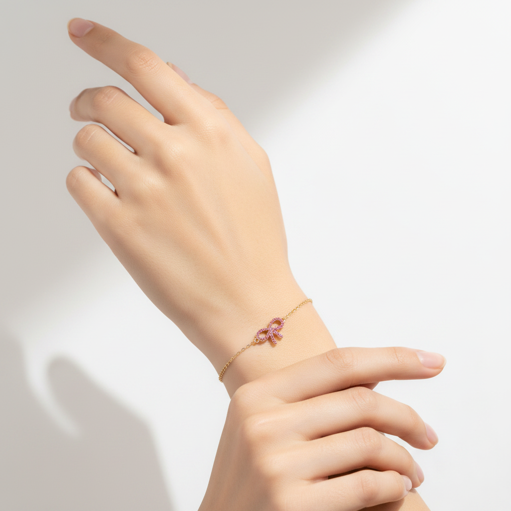 Pink Pavé Bow Bracelet by Seeyoura