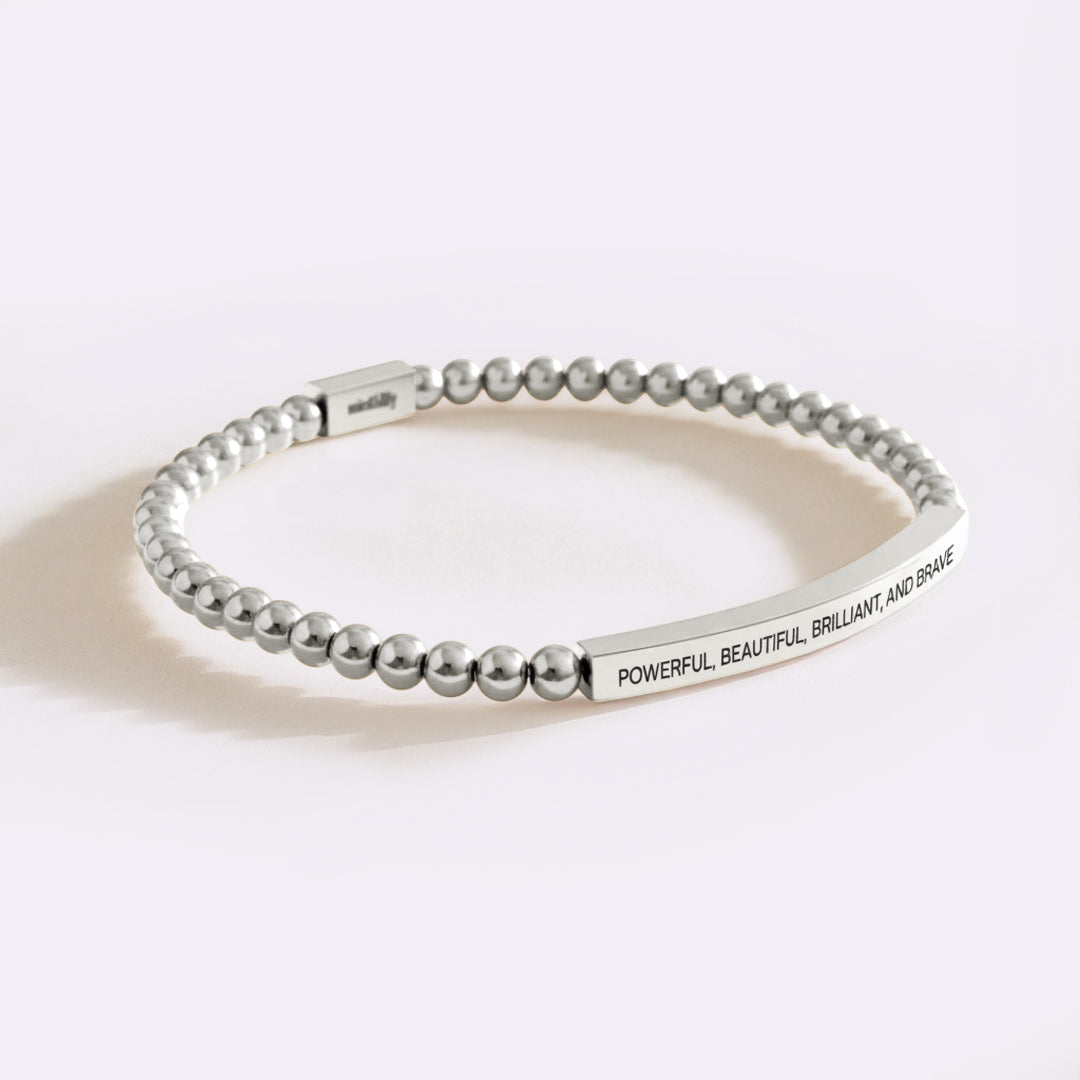 Powerful, Beautiful, Brilliant, and Brave Beaded Inspire Bracelet by Seeyoura