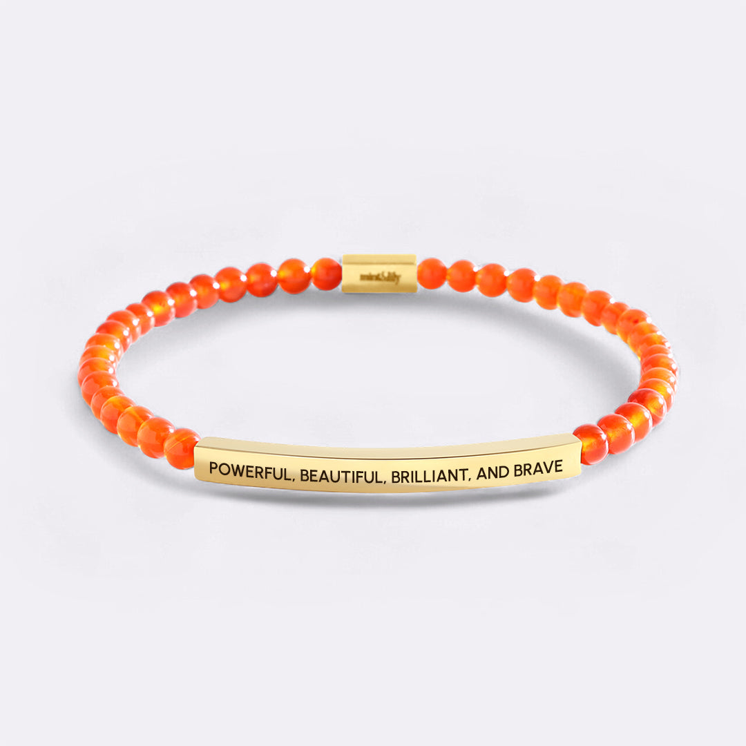 Powerful, Beautiful, Brilliant, and Brave Beaded Inspire Bracelet by Seeyoura