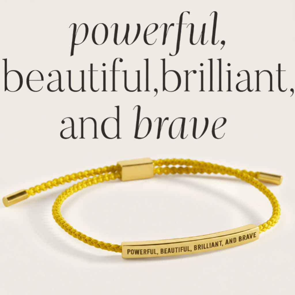 Powerful, Beautiful, Brilliant, and Brave Inspire Bracelet in Lemon Yellow, gold by Seeyoura