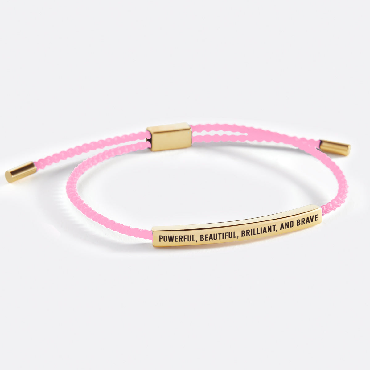 Powerful, Beautiful, Brilliant, and Brave Inspire Bracelet in Pink, gold by Seeyoura