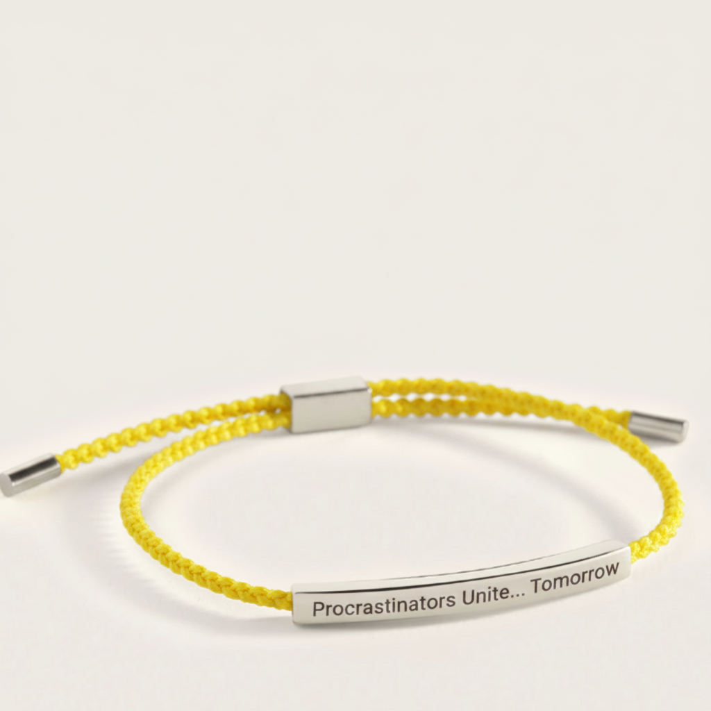 Procrastinators Unite... Tomorrow Inspire Bracelet in Lemon Yellow, silver by Seeyoura