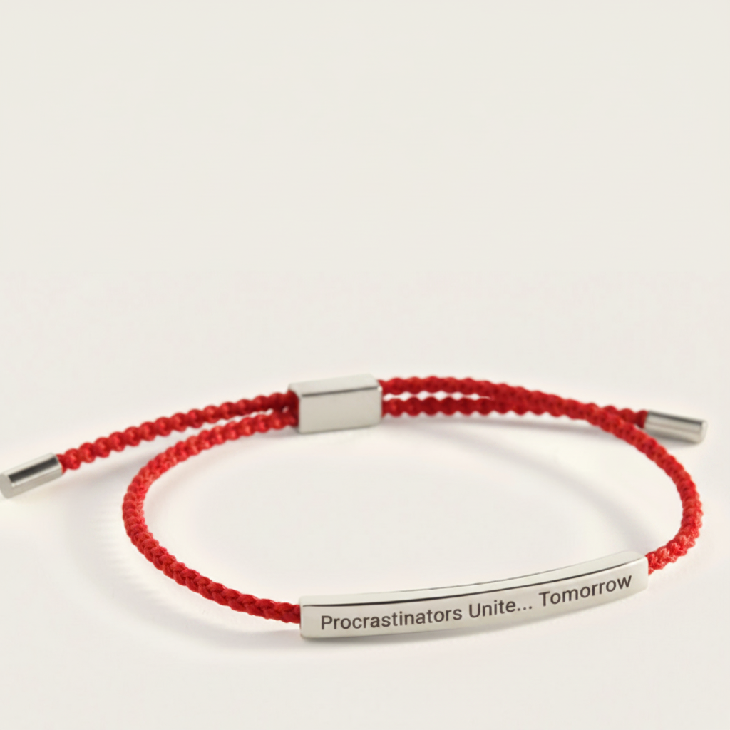 Procrastinators Unite... Tomorrow Inspire Bracelet in Lucky Red, silver by Seeyoura