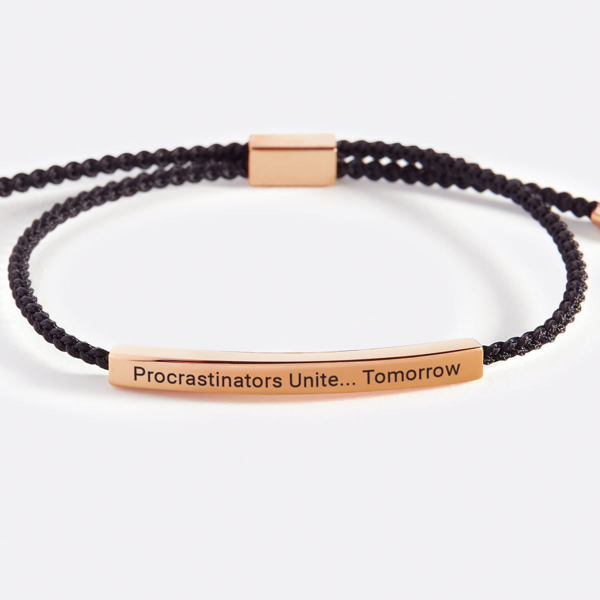 Procrastinators Unite... Tomorrow Inspire Bracelet in Midnight Black, 18-k-rose-gold-plated by Seeyoura