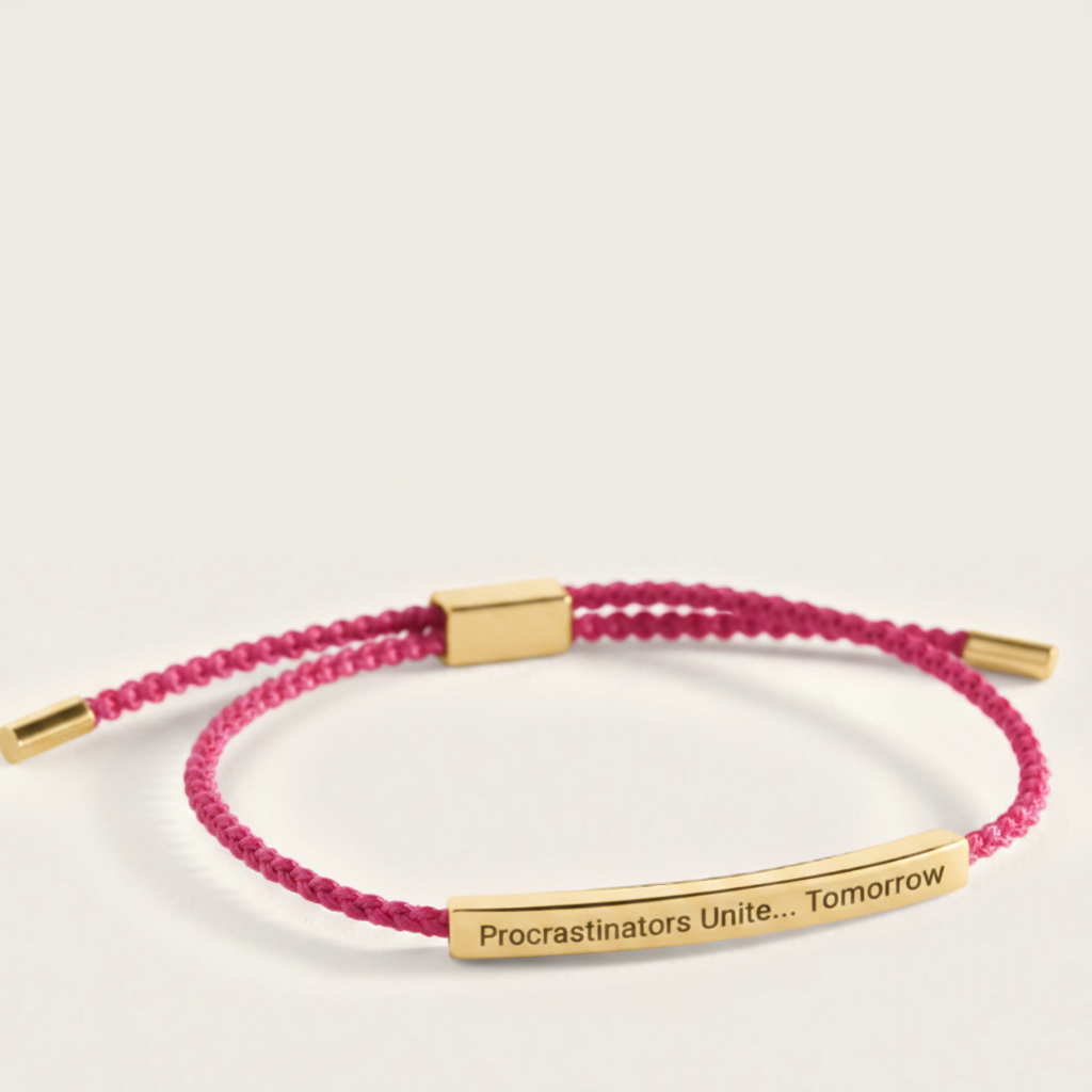 Procrastinators Unite... Tomorrow Inspire Bracelet in Pink, gold by Seeyoura