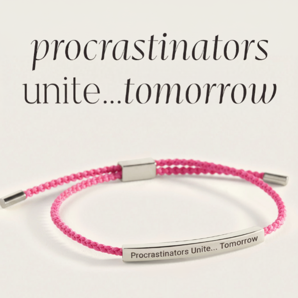 Procrastinators Unite... Tomorrow Inspire Bracelet in Pink, silver by Seeyoura