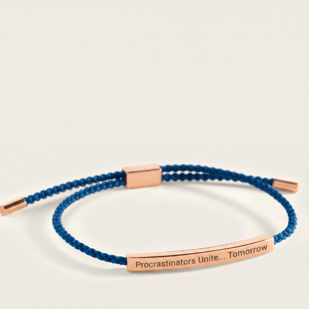 Procrastinators Unite... Tomorrow Inspire Bracelet in Royal Blue, 18-k-rose-gold-plated by Seeyoura