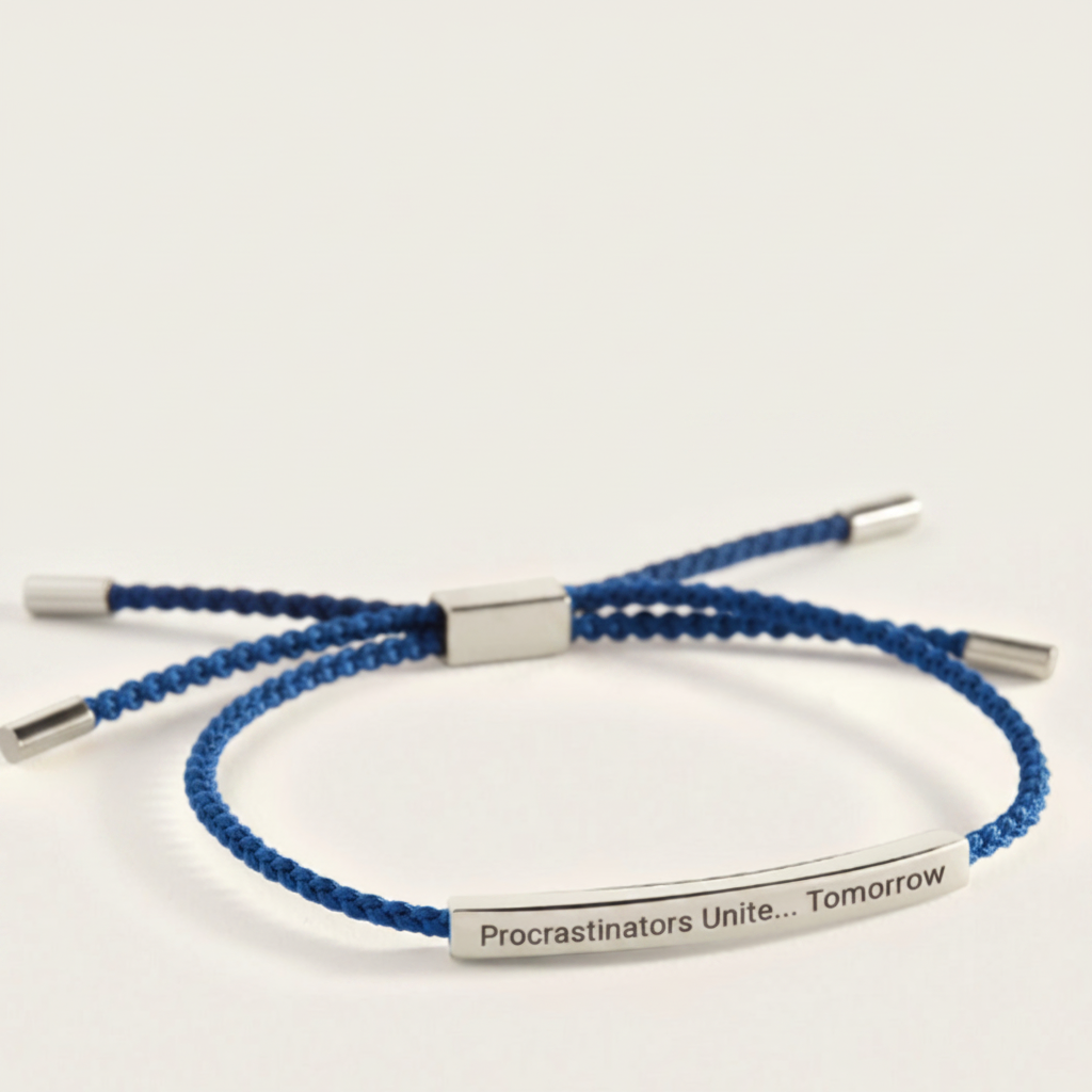 Procrastinators Unite... Tomorrow Inspire Bracelet in Royal Blue, silver by Seeyoura
