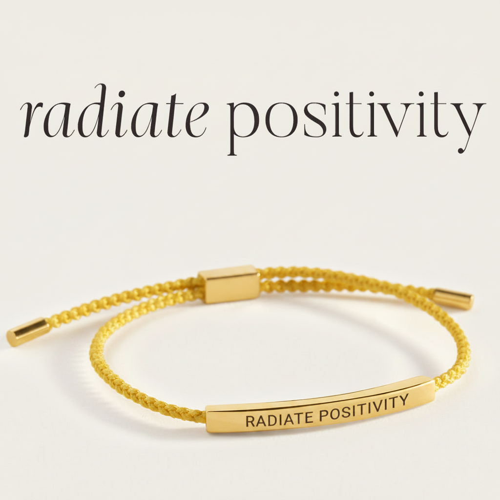 Radiate Positivity Inspire Bracelet in Lemon Yellow, 18-k-rose-gold-plated by Seeyoura