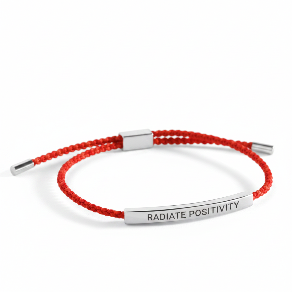 Radiate Positivity Inspire Bracelet in Lucky Red, silver by Seeyoura