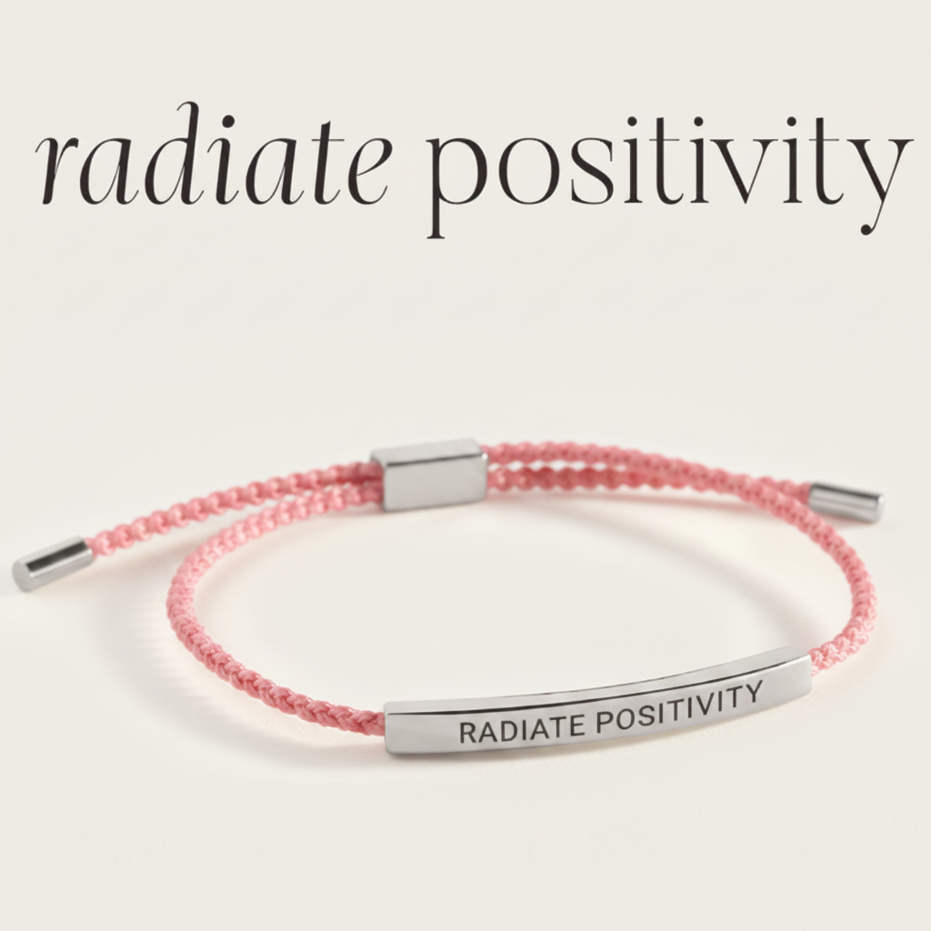 Radiate Positivity Inspire Bracelet in Pink, silver by Seeyoura