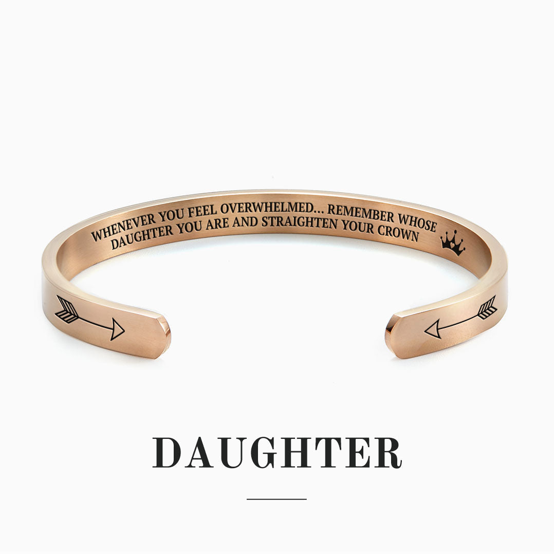 Remember Who You Are and Straighten Your Crown Cuff Bracelet in 18k Rose Gold Plated, Daughter by Seeyoura