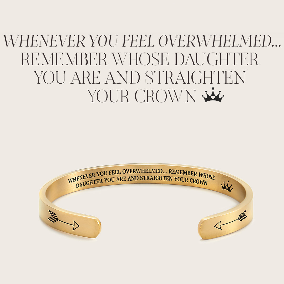 Remember Who You Are and Straighten Your Crown Cuff Bracelet in Gold by Seeyoura