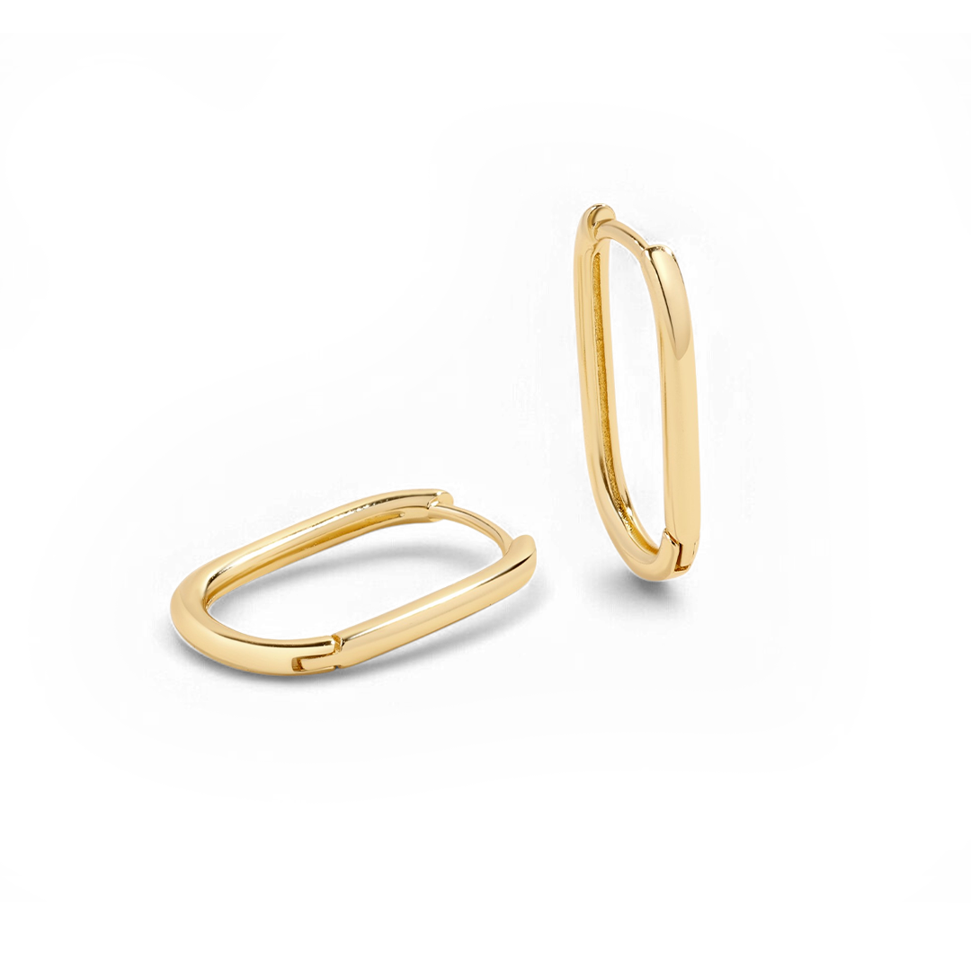 Retro Box Huggie Hoop Earrings in 18-k-gold-over-sterling-silver by Seeyoura
