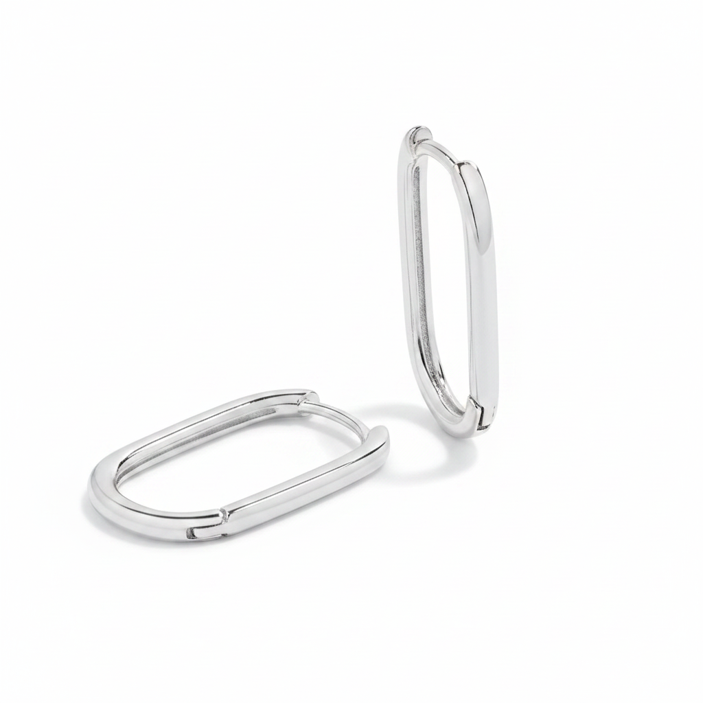 Retro Box Huggie Hoop Earrings in 925-sterling-silver by Seeyoura
