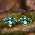 Emerald & Sapphire Butterfly Earrings — Silver by Seeyoura