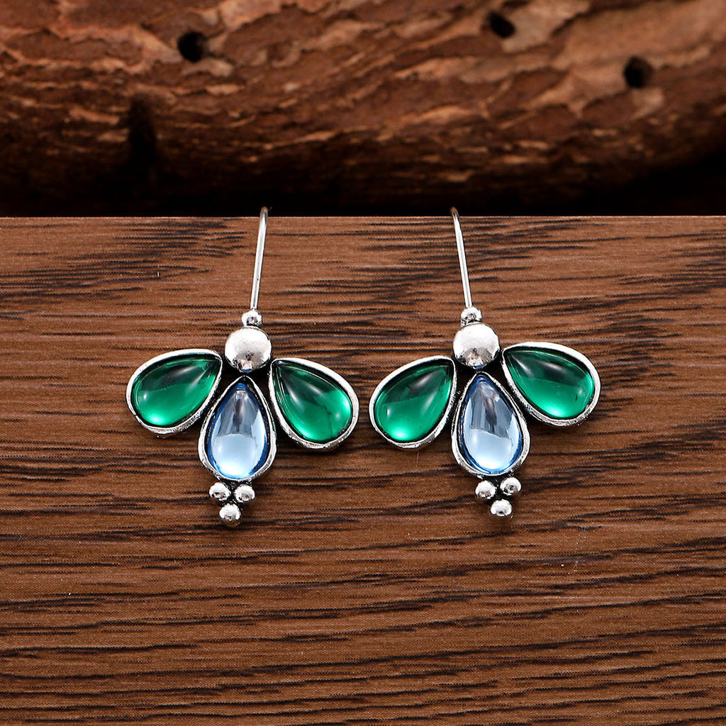 Emerald & Sapphire Butterfly Earrings — Silver by Seeyoura