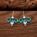 Emerald & Sapphire Butterfly Earrings — Silver by Seeyoura