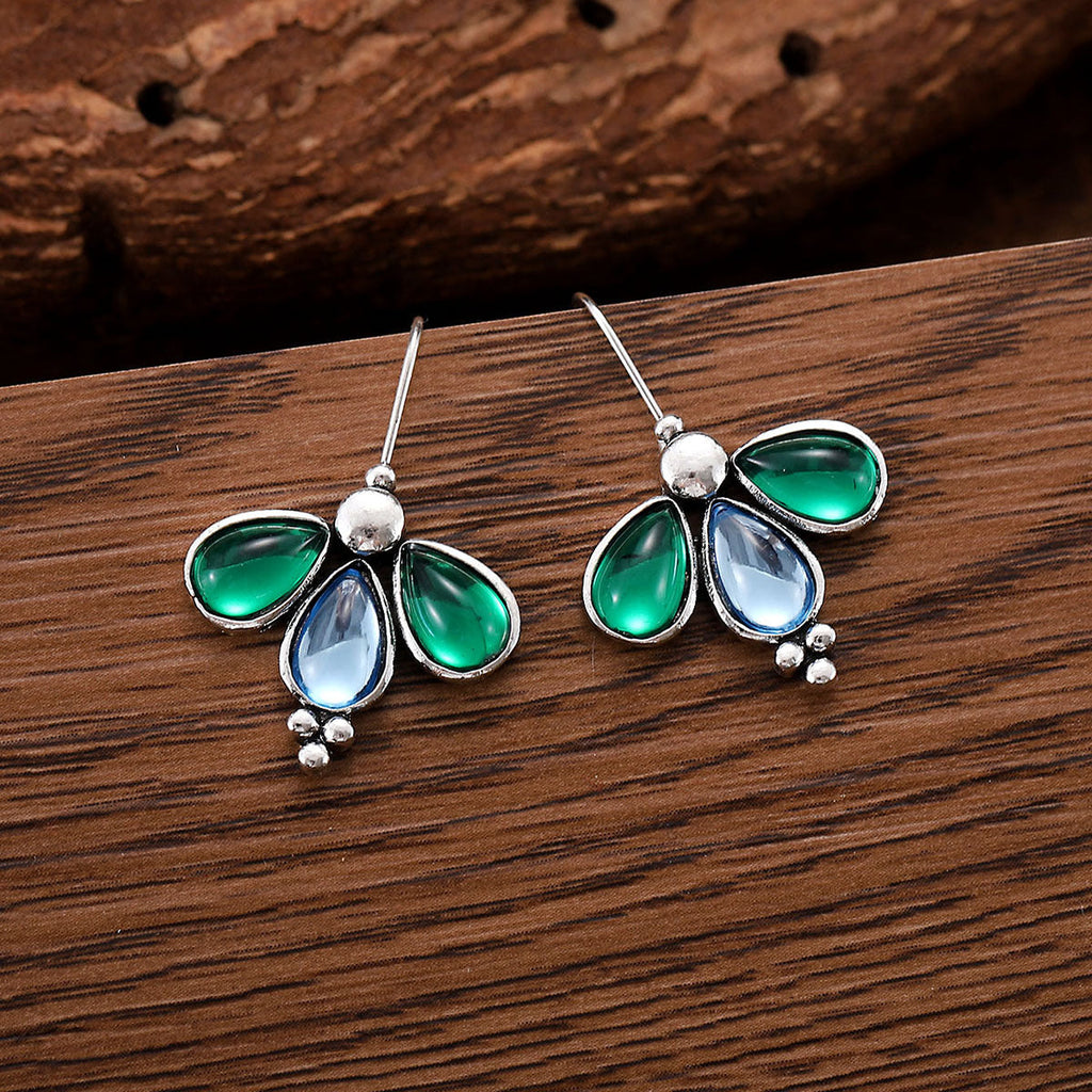 Emerald & Sapphire Butterfly Earrings — Silver by Seeyoura