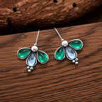 Emerald & Sapphire Butterfly Earrings — Silver by Seeyoura