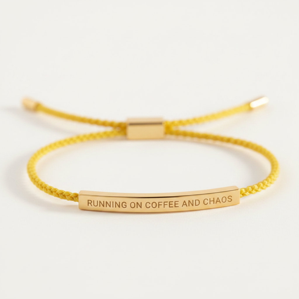 Running on Coffee and Chaos Inspire Bracelet in Lemon Yellow, 18-k-rose-gold-plated by Seeyoura