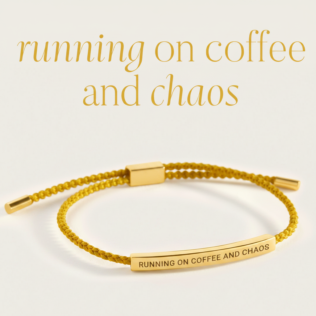 Running on Coffee and Chaos Inspire Bracelet in Lemon Yellow, gold by Seeyoura