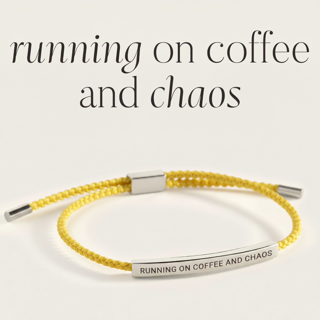Running on Coffee and Chaos Inspire Bracelet in Lemon Yellow, silver by Seeyoura