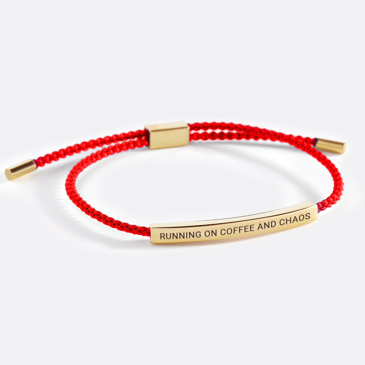 Running on Coffee and Chaos Inspire Bracelet in Lucky Red, gold by Seeyoura