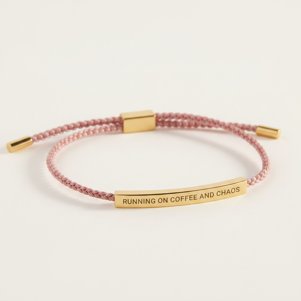 Running on Coffee and Chaos Inspire Bracelet in Pink by Seeyoura