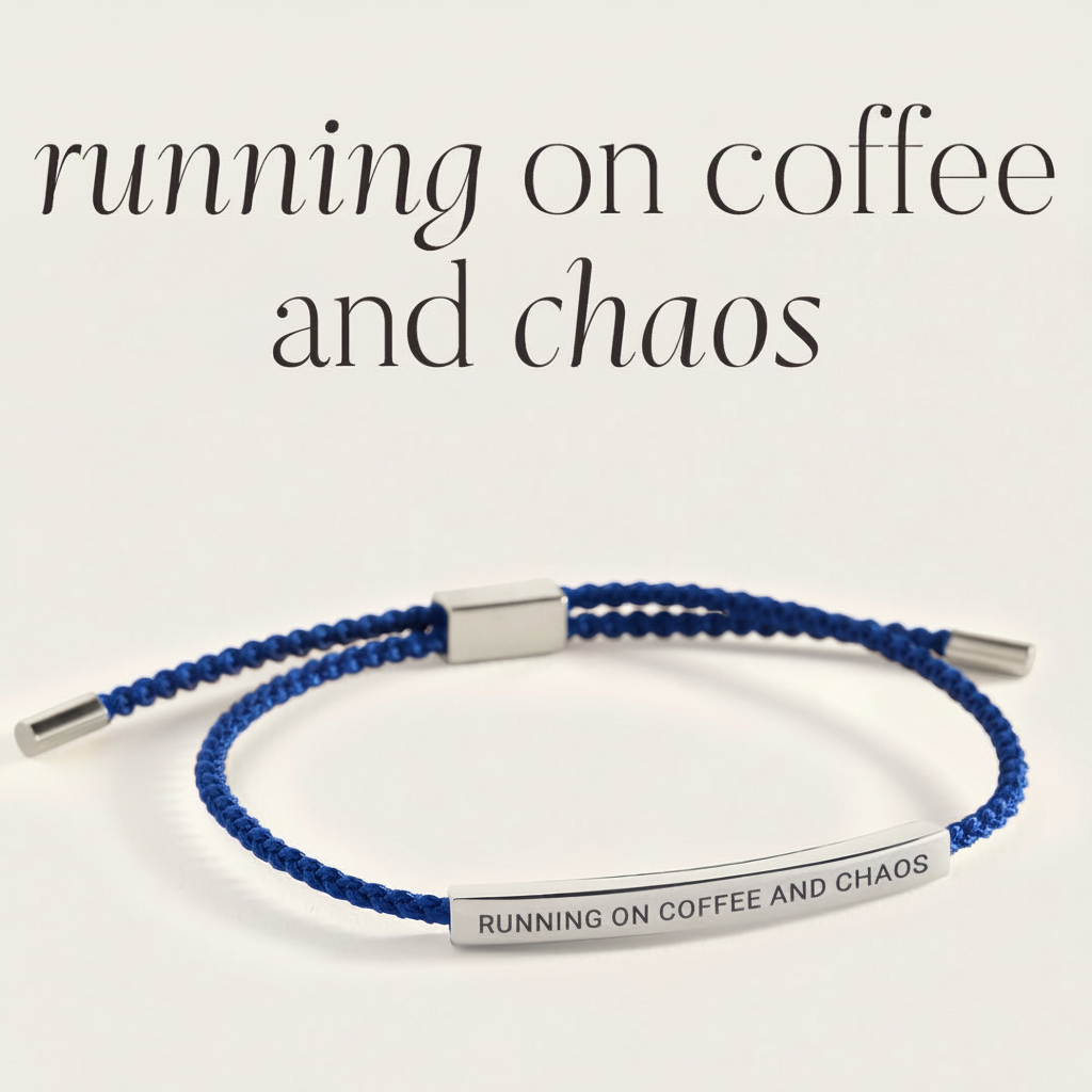 Running on Coffee and Chaos Inspire Bracelet in Royal Blue, silver by Seeyoura