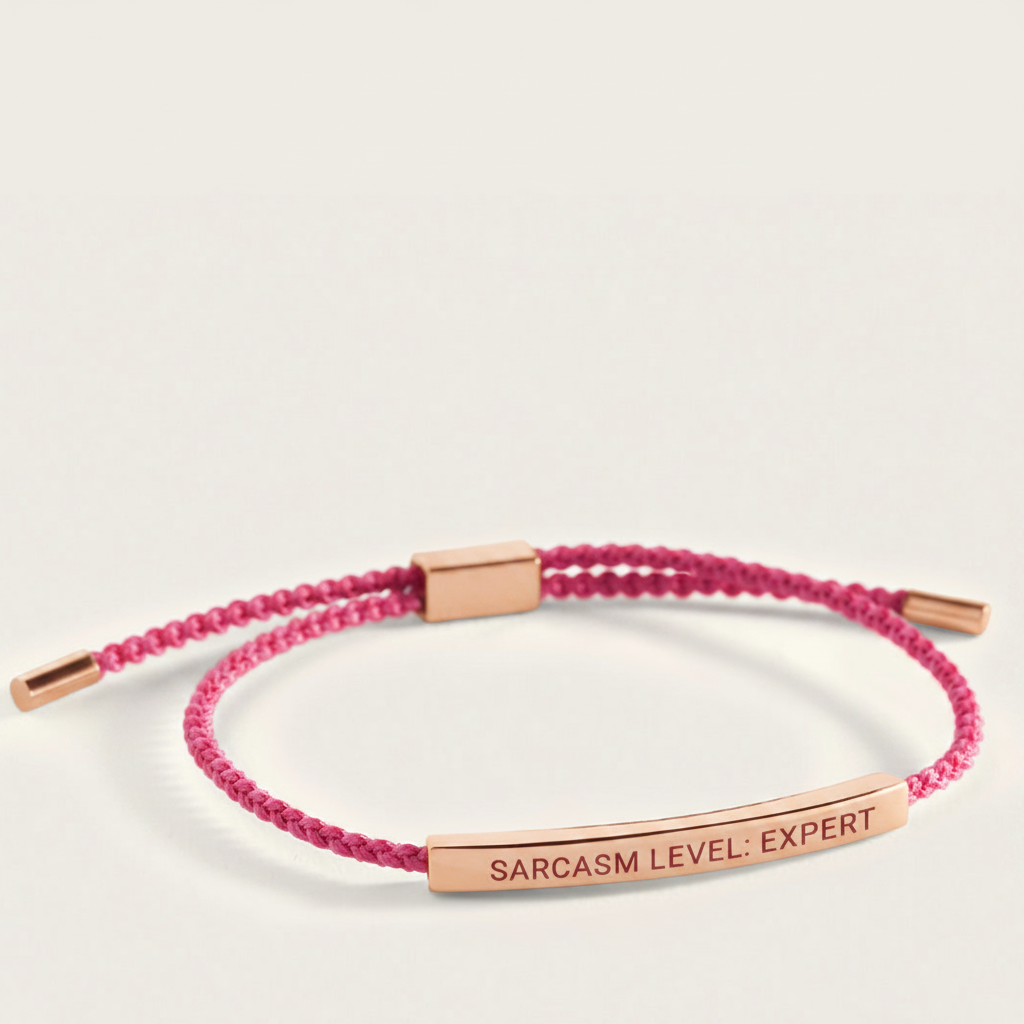 Sarcasm Level: Expert Inspire Bracelet in Pink, gold by Seeyoura