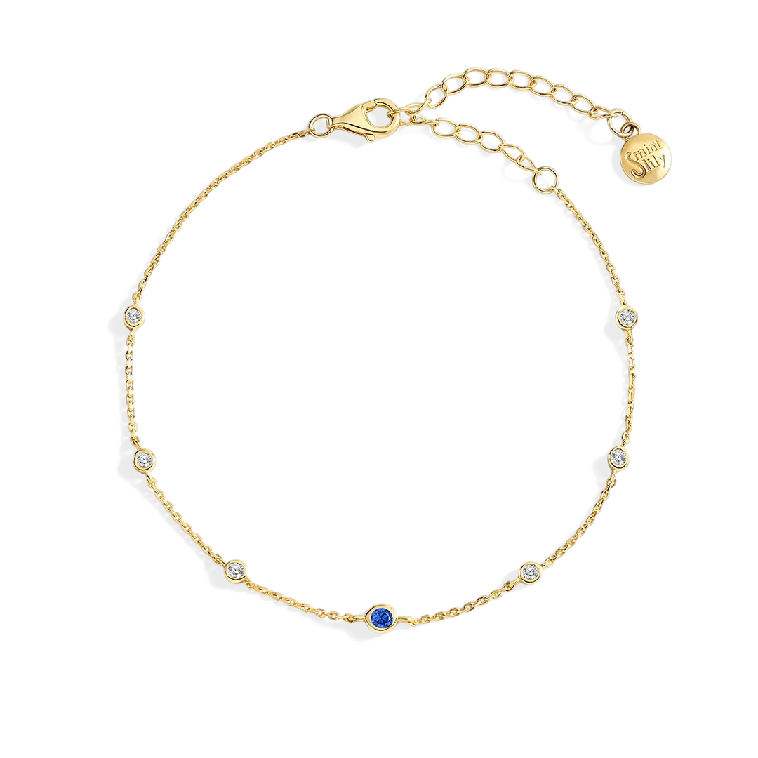 September Birthstone Station Bracelet in 18-k-gold-over-sterling-silver by Seeyoura