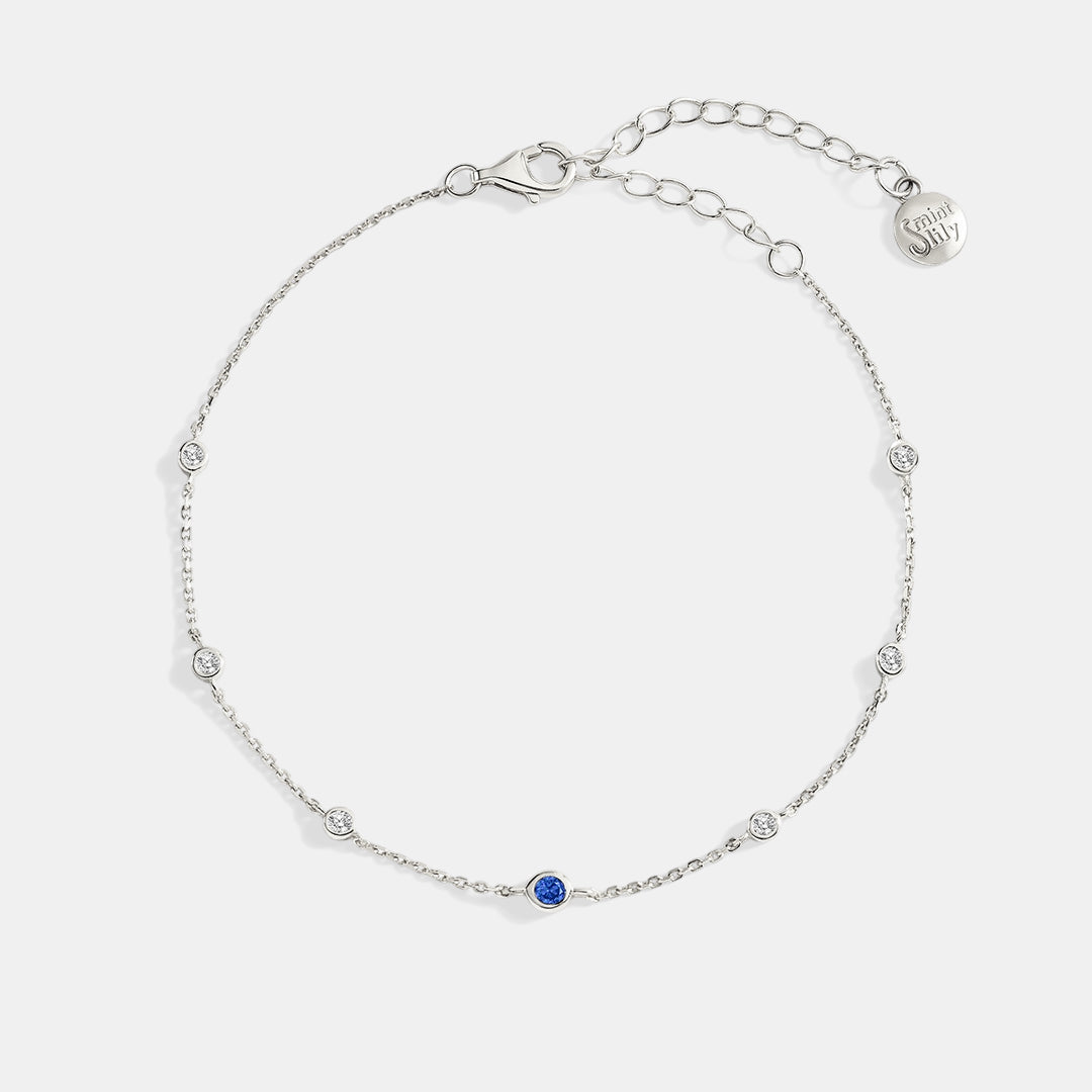 September Birthstone Station Bracelet in 925-sterling-silver by Seeyoura