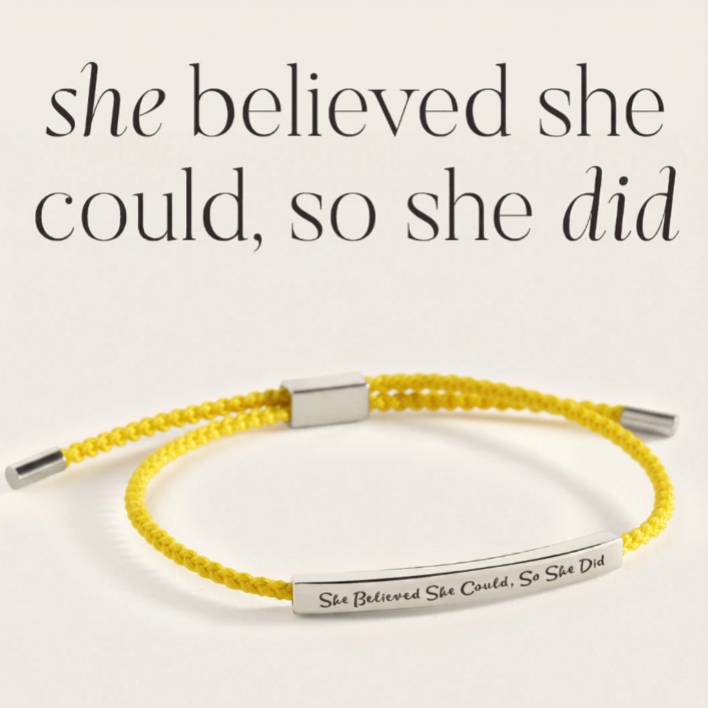She Believed She Could, So She Did Inspire Bracelet in Lemon Yellow, silver by Seeyoura