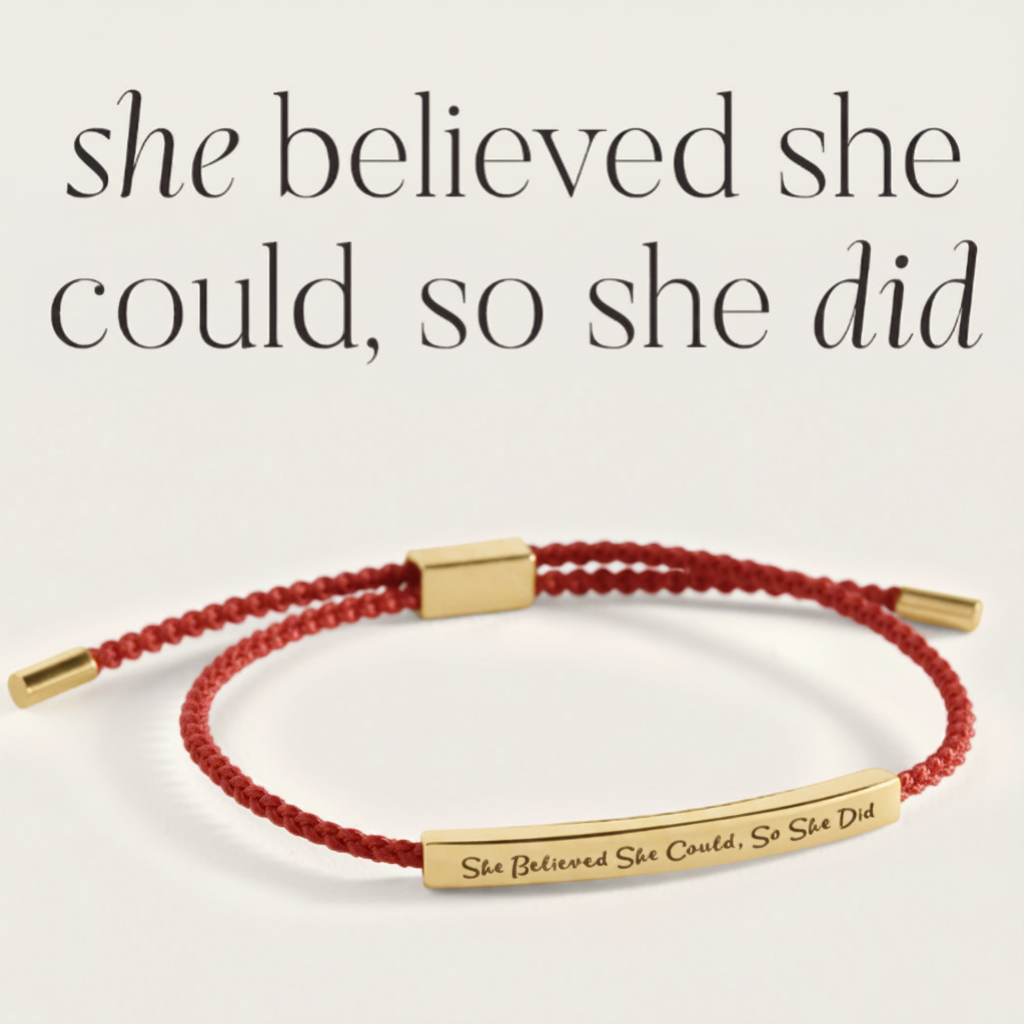 She Believed She Could, So She Did Inspire Bracelet in Lucky Red, gold by Seeyoura
