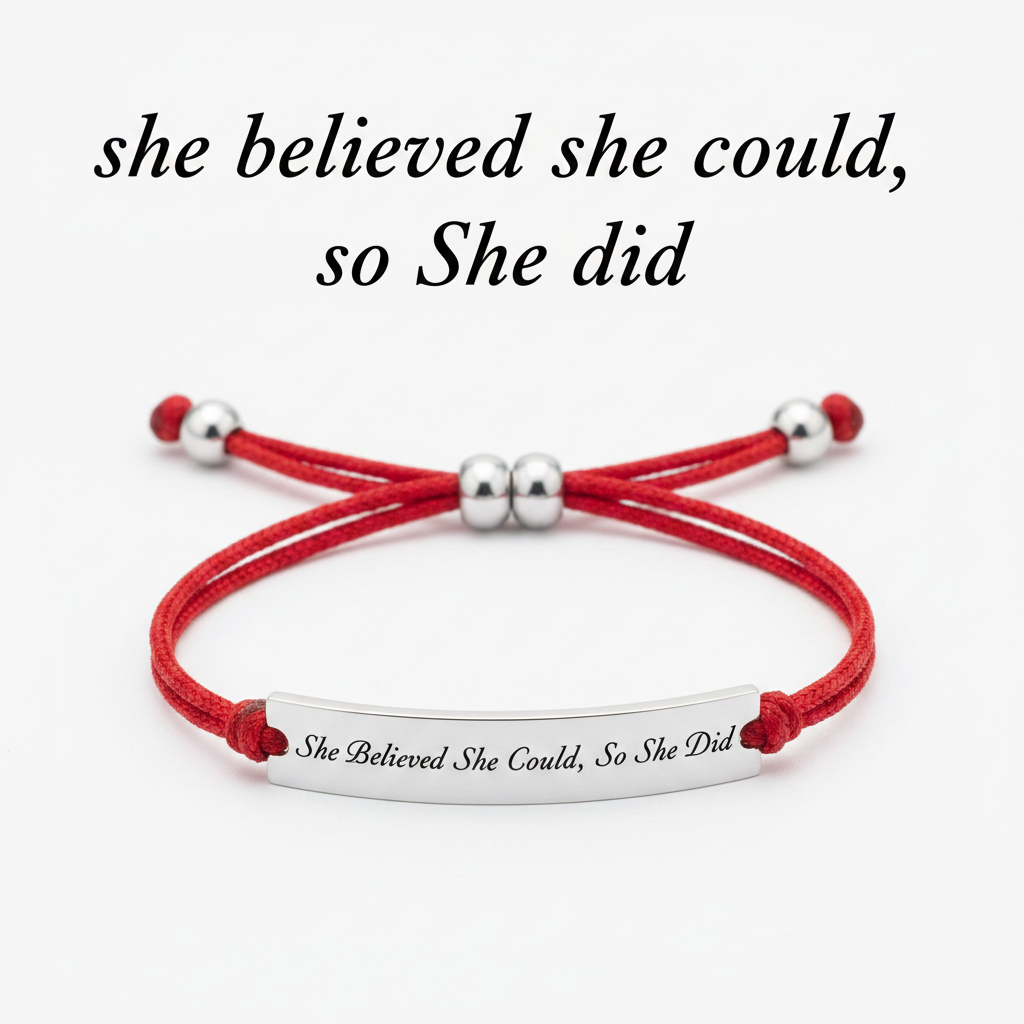 She Believed She Could, So She Did Inspire Bracelet in Lucky Red, silver by Seeyoura