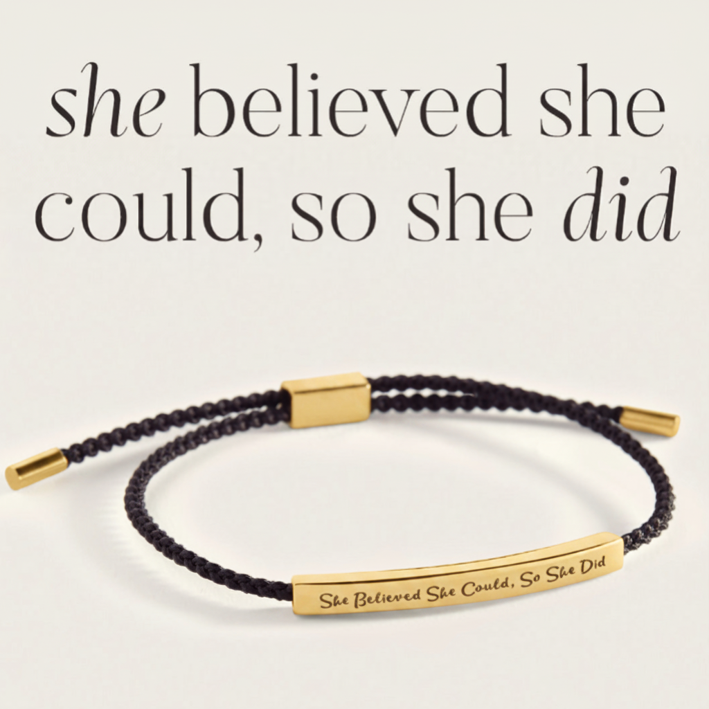 She Believed She Could, So She Did Inspire Bracelet in Midnight Black, gold by Seeyoura