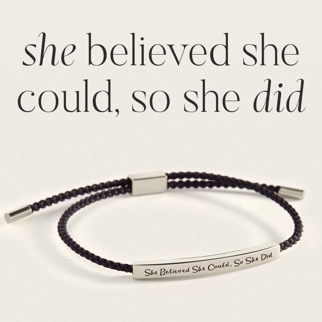 She Believed She Could, So She Did Inspire Bracelet in Midnight Black, silver by Seeyoura