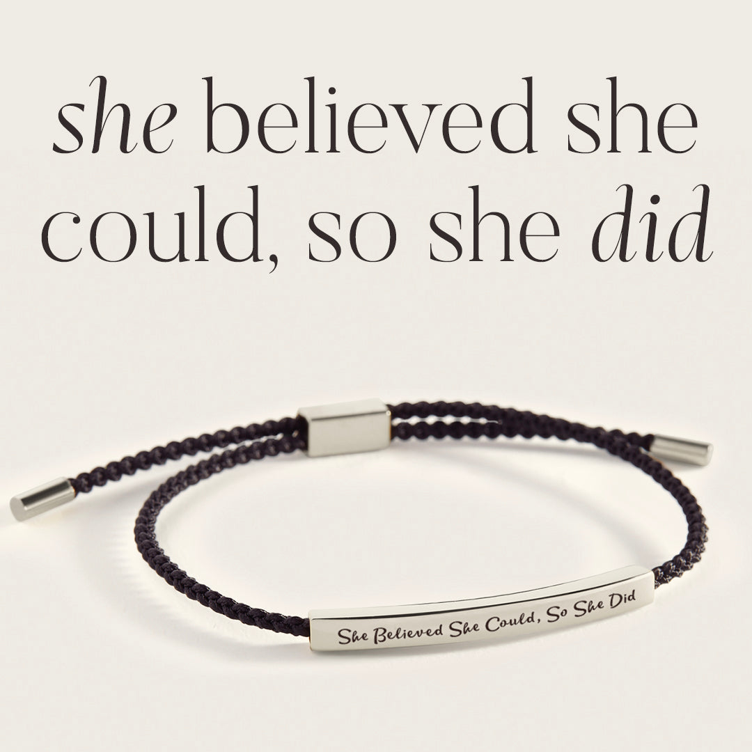 She Believed She Could, So She Did Inspire Bracelet in Midnight Black, silver by Seeyoura