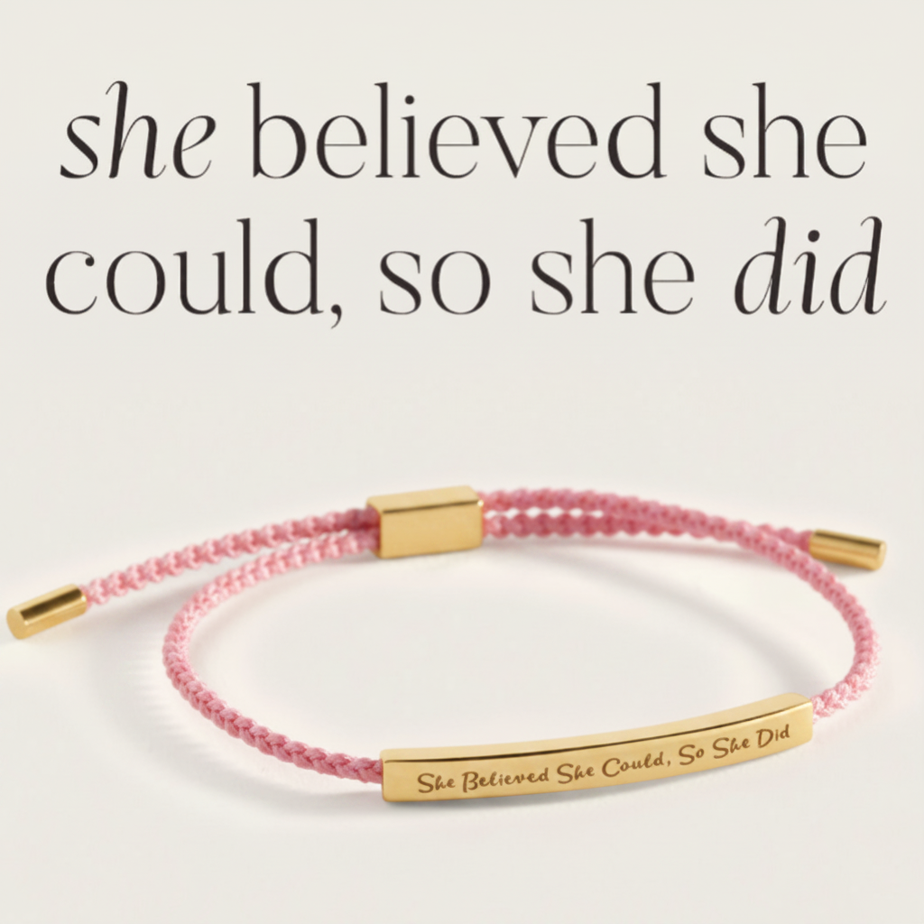 She Believed She Could, So She Did Inspire Bracelet in Pink, gold by Seeyoura