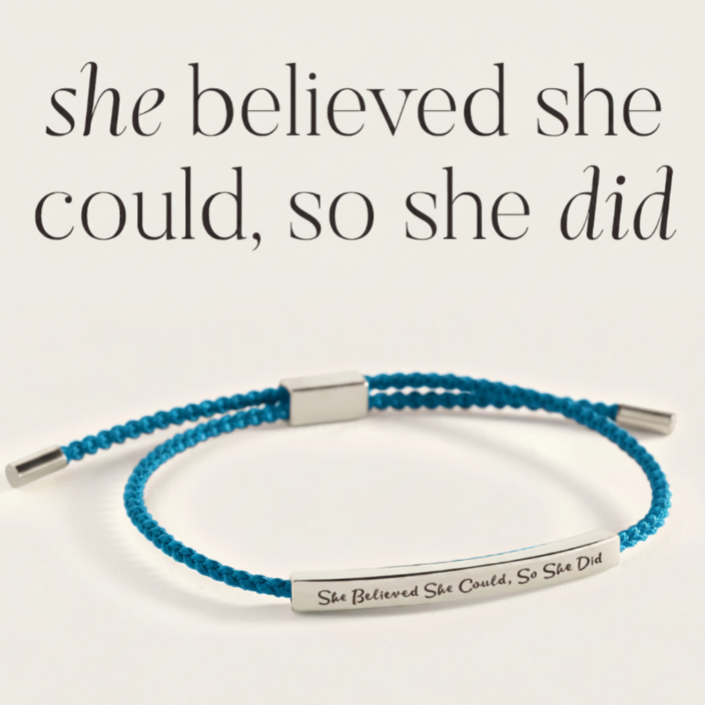 She Believed She Could, So She Did Inspire Bracelet in Royal Blue, silver by Seeyoura