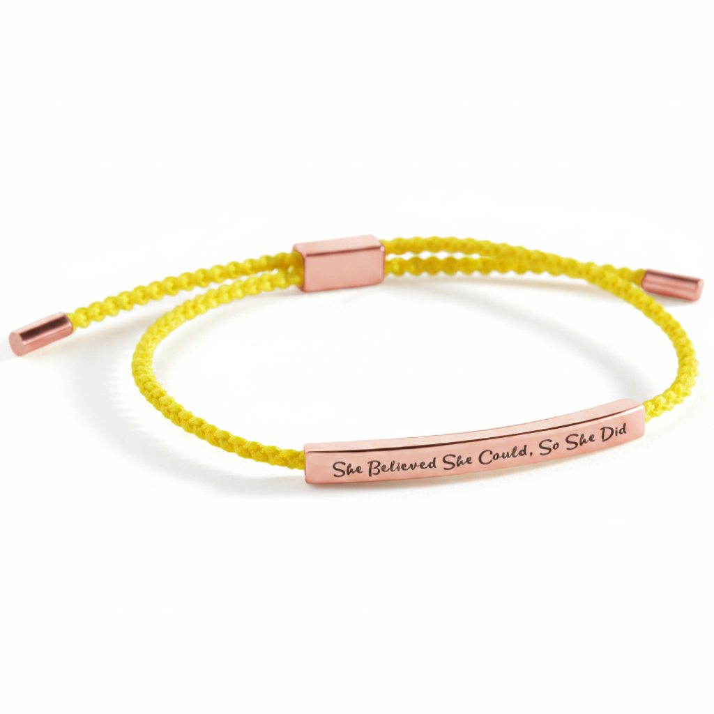 She Believed She Could, So She Did Inspire Bracelet in Lemon Yellow, 18-k-rose-gold-plated by Seeyoura