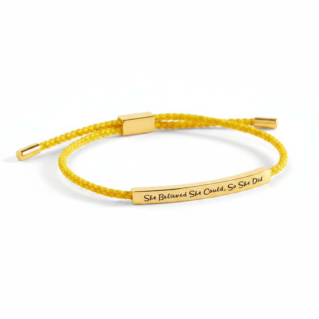 She Believed She Could, So She Did Inspire Bracelet in Lemon Yellow, gold by Seeyoura