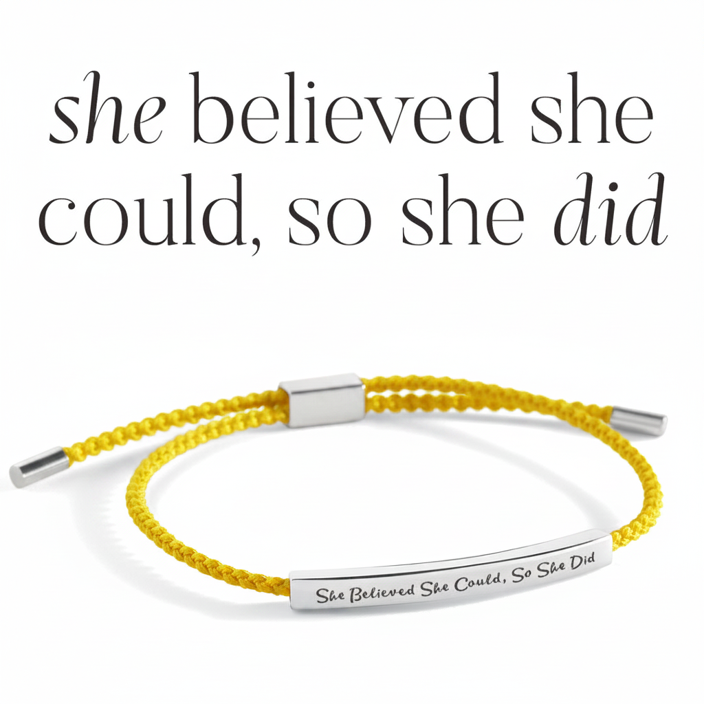 She Believed She Could, So She Did Inspire Bracelet in Lemon Yellow, silver by Seeyoura