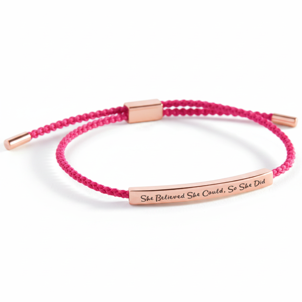 She Believed She Could, So She Did Inspire Bracelet in Pink, 18-k-rose-gold-plated by Seeyoura