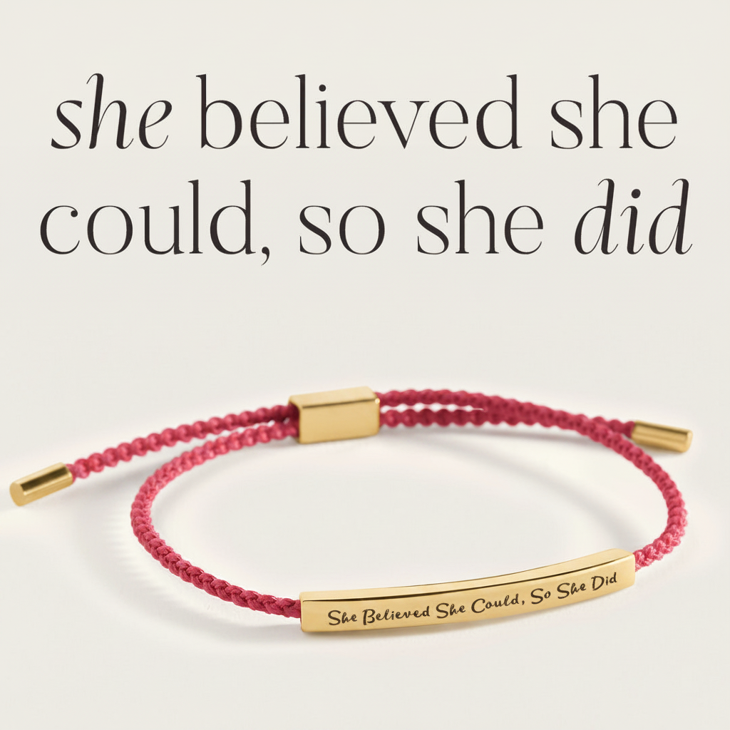She Believed She Could, So She Did Inspire Bracelet in Pink, gold by Seeyoura