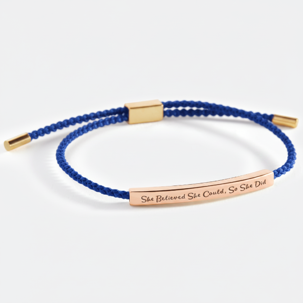 She Believed She Could, So She Did Inspire Bracelet in Royal Blue, 18-k-rose-gold-plated by Seeyoura