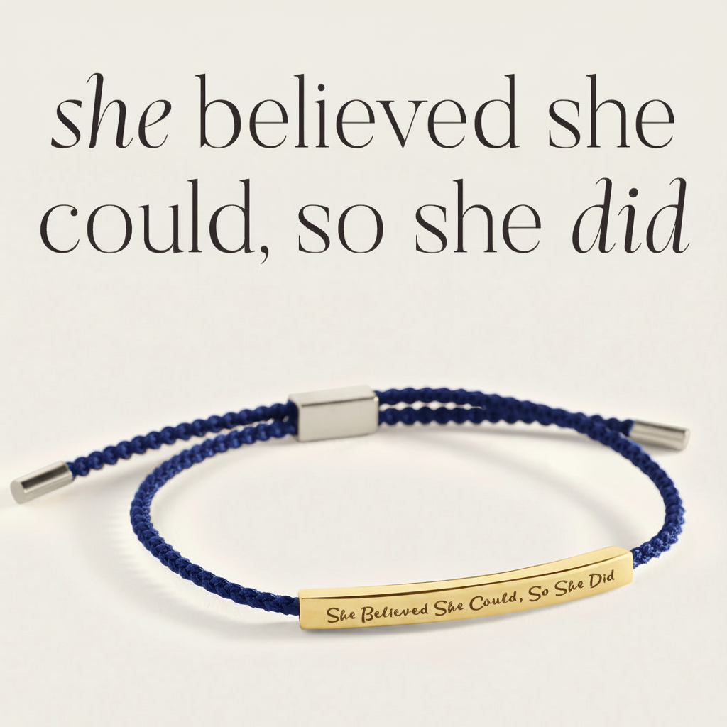 She Believed She Could, So She Did Inspire Bracelet in Royal Blue, gold by Seeyoura