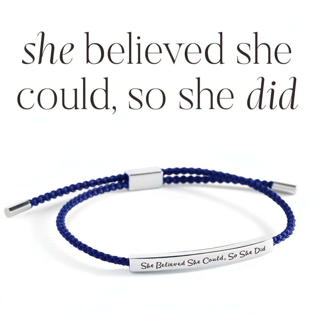 She Believed She Could, So She Did Inspire Bracelet in Royal Blue, silver by Seeyoura